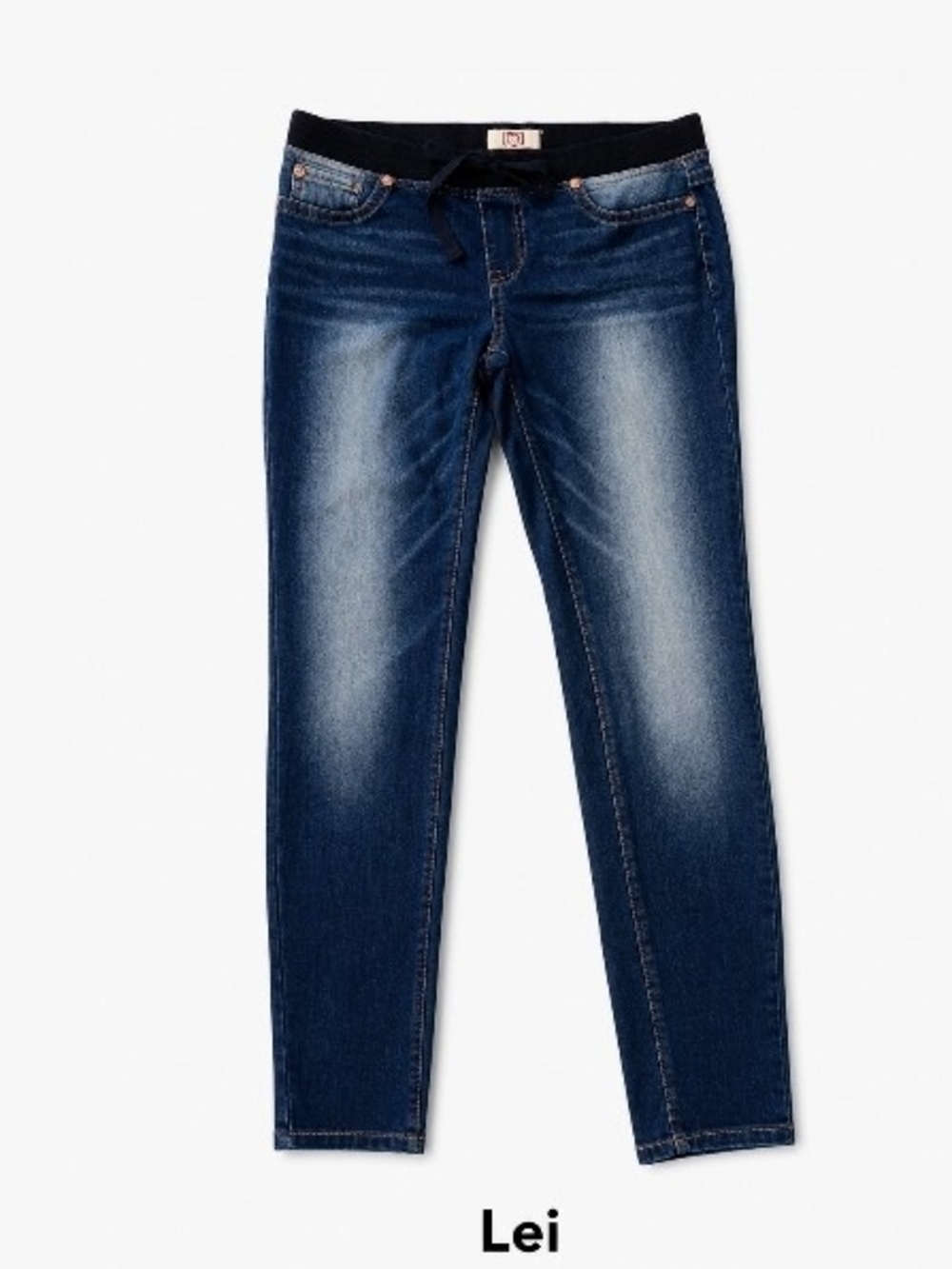 Y2K L.E.I Dark Blue Skinny Jeans with Faded Detailing